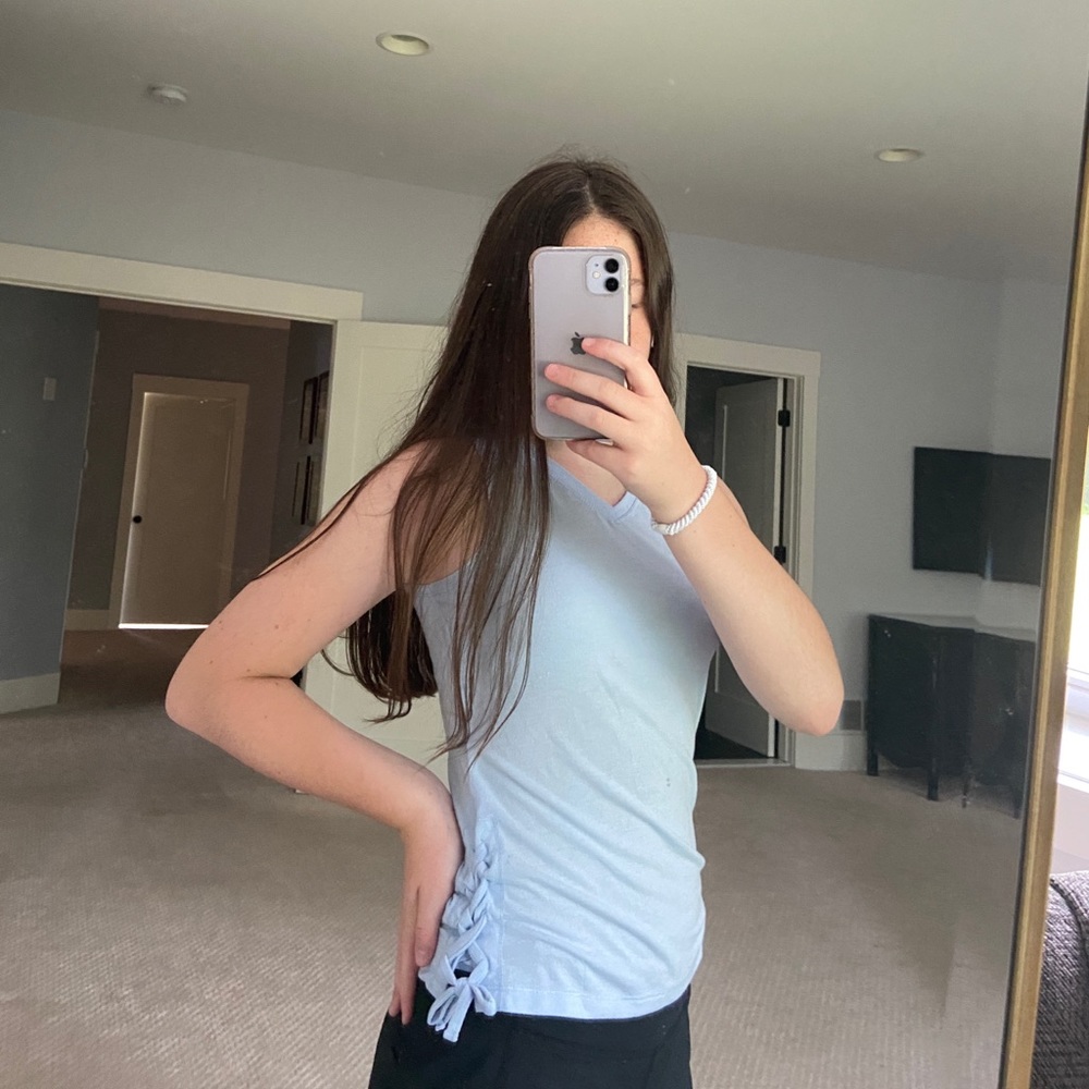 Blue v neck tank top